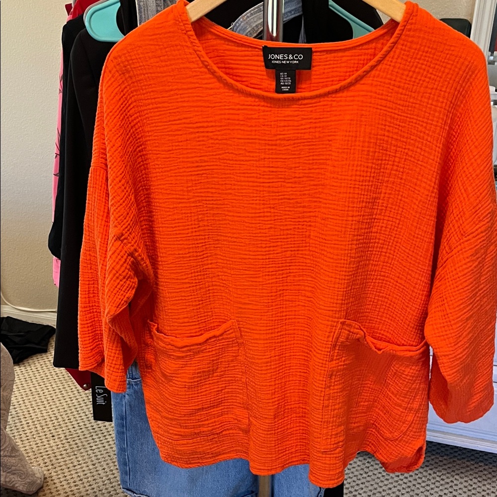 Jones New York Vibrant Orange Blouse